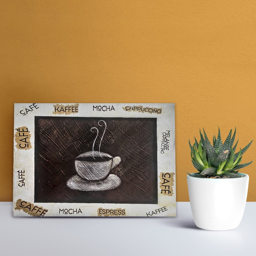 Cuadro Decorativo Cafeterías Taza Café 28x40cm Moderno