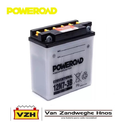 Imagen 1 de 1 de Bateria Motos Poweroad 12n7-3b 12v Vzh Srl