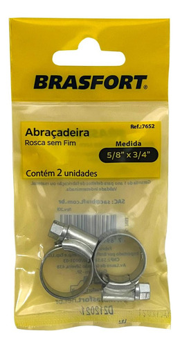 Cartela Abracadeira Rosca Sem Fim  5/8 X 3/4 Brasfort Cartel