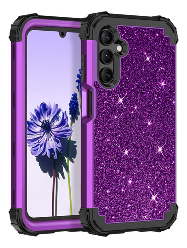 Funda Para Galaxy A15 5g Shiny Morado/negro 6.5puLG Hibrido