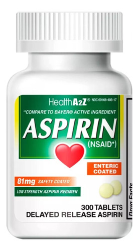 Aspirina 81 Mg Baja Dosis (300) Producto Premium Americano 