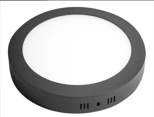 Lampara Panel 12w Led Superf Circ Redond Borde Negro 6500k