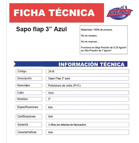 Sapo Wc 3 Pulgadas Azul Fleximatic 2416
