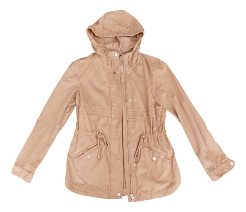 Campera Trench Piloto H&m Vison Nude Xs Capucha Bolsillos (Usado)