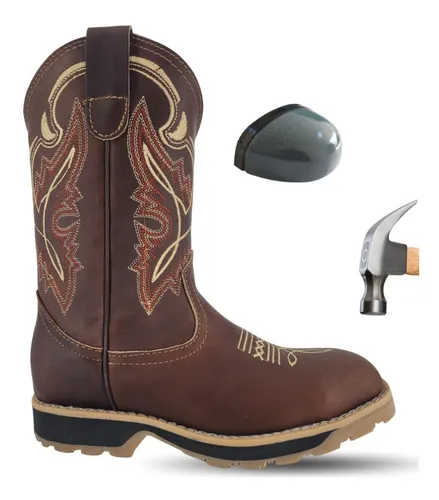 Bota Vaquera Con Casquillo De Seguridad Industrial Piel 2d