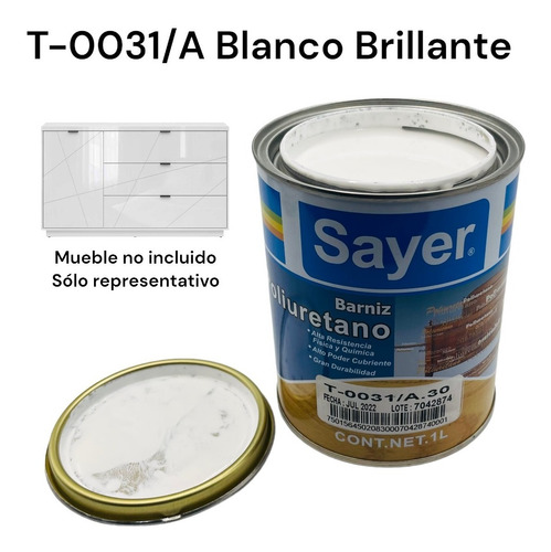 Brillo Directo Blanco De Poliuretano Sayer Para Madera Kit