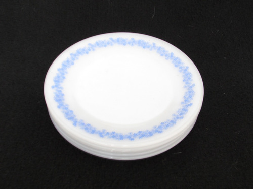 6 Pratos Rasos Termo Rey Flores Azuis ( Seminovos ) 23 Cm Branco
