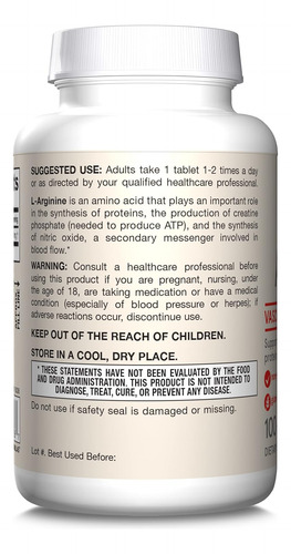 Arginine Arginina Jarrow Formulas 1000mg 100 Tabletas