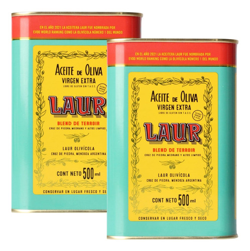 Aceite De Oliva Laur Blend De Terroir 500 Ml Pack X2