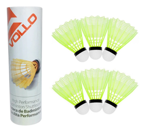 Petecas De Badminton 6 Unidades Vollo Vb600