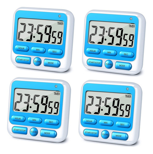 Reloj De Pantalla Lcd Con Temporizador De Cocina Digital 4pc