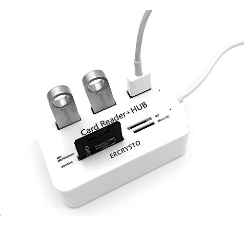 Lector De Tarjetas Ercrysto Y Hub Usb De 3 Puertos, Externo
