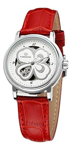 Sweetbless Wristwatch Womens Four-leaves Skeleton Dial Auto-