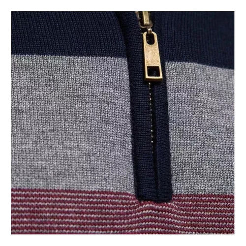 Suéter Casual De Cuello Alto Con Cremallera Para Hombre