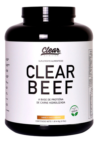 Clear Beef Proteina De Carne Hidrolizada 4 Lbs 50 Serv Sabor Chocobanana