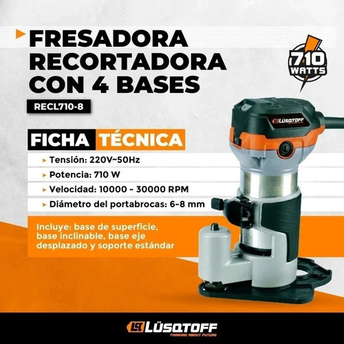 Fresadora Recortadora Con 4 Bases Lusqtoff Recl710-8 Cuotas