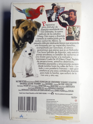 Película Vhs 102 Dalmatas (2000) Disney (Usado)