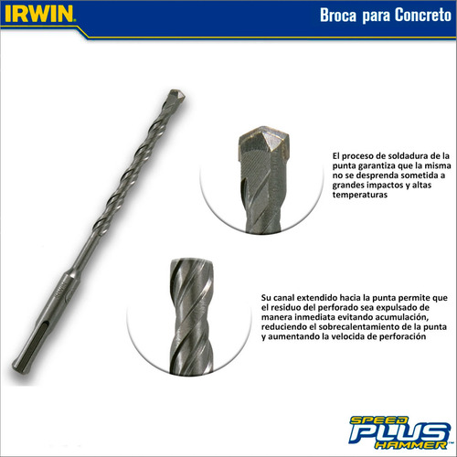 Imagen 3 de 5 de Broca Para Concreto Sds Plus 310mm X 8mm Irwin Iw13097