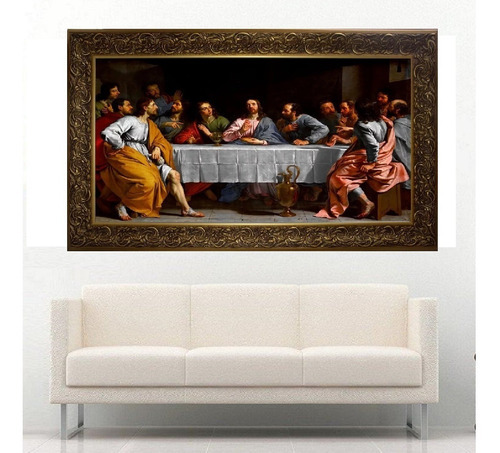 Quadro Tela Santa Ceia Óleo Sobre Tela Com Moldura Obra Arte Cor Da Armação Dourado Cor Diversas