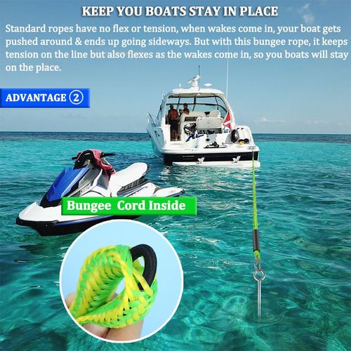 Cuerda Elástica Anclaje Para Barco, Lancha, Moto Acuática 7-