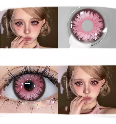 Pupilentes Lentes Contacto Color Anime Cosplay Disfraz Mntpk Rosa
