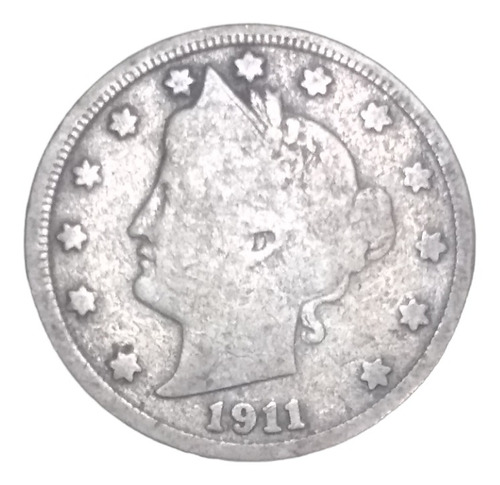Moneda 5 Centavos Niquel Libertad Estados Unidos Año 1911