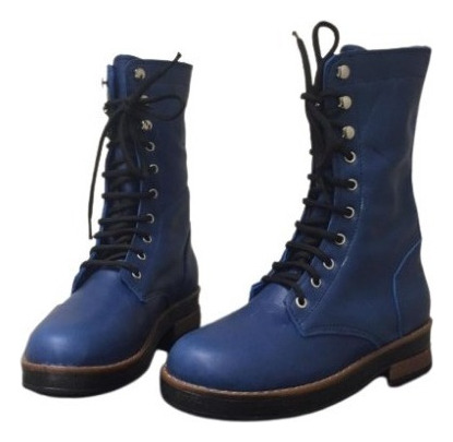 Botas De Mujer, De Cuero Color Azul