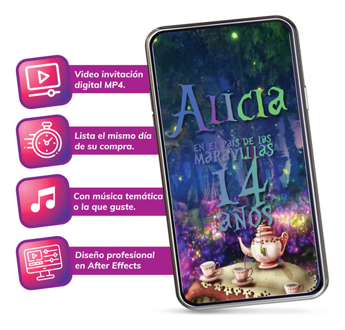 Invitación Digital Video Mp4 Animada - Jiga Animation Alicia