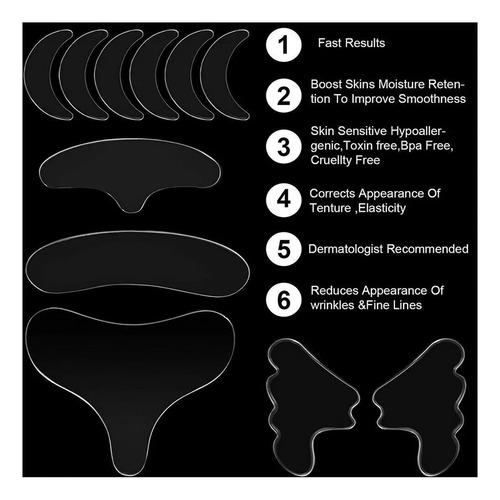 11 Parches De Silicona Antiarrugas Reutilizables Para El