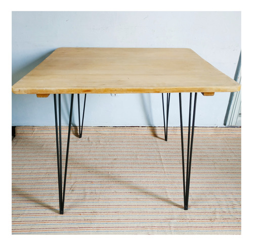 Mesa De Comedor Cocina Americana Tapa De Madera Patas Hierro