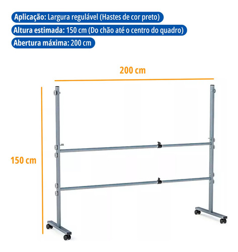 Lousa Quadro Branco 150x100 Moldura Alumínio Com Cavalete De Rodas + 2 Canetas Apagador