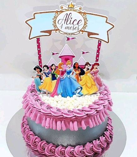 Topper Cake Adorno Para Torta Princesas Disney Personalizado