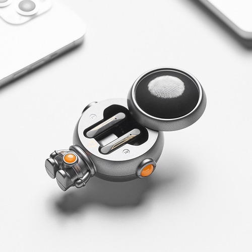 Audífonos Bluetooth Inalámbricos Spaceman Con Carga Usb Color Plateado