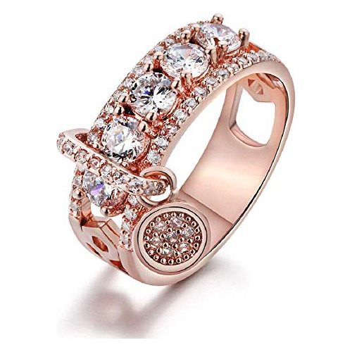 Anillo De Oro Rosa De 18 Quilates Con Diamantes De Imitación