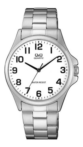 Reloj Q&q Malla De Acero Plata Qa06j204y Esfera Blanca Febo