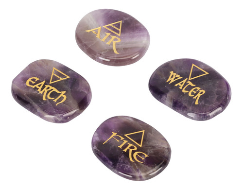 Piedras Con Símbolos De Reiki, 4 Elementos Surtidos, Grabado
