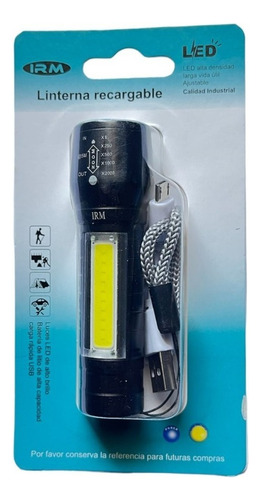 Linterna Led Recargable De Mano Usb Zoom Puerto V8 1200 Mah