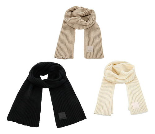 Bufanda Tejida Trendy Unisex Acrílico Suave Y Cálida Caqui Liso