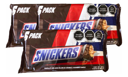 Chocolate Snickers Leche Caramelo Cacahuate 18 Pz 48g C/u