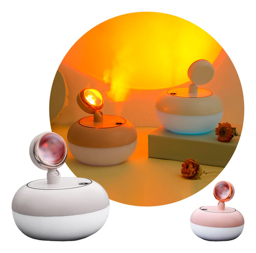 Humidificador Aromatizador Ultrasónico Luz Atardecer Rgb Usb Color Blanco