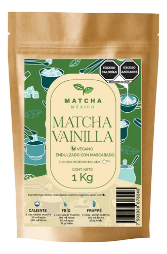 Matcha Con Vainilla 1 Kg Endulzado Con Azúcar Mascabado