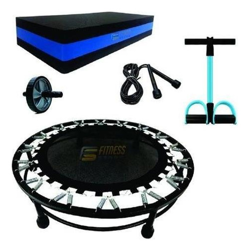 Kit Aeróbico Mini Jump + Corda + Step + Roda + Extensor