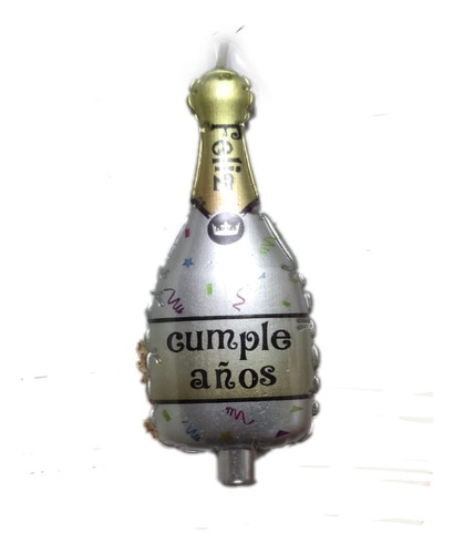 Globi® Vela Cumpleaños Forma Botella Metalizada- Colores 