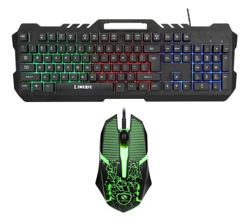 Combo Teclado Y Mouse Gamer Luces Led Rgb Cableado Usb,bola8