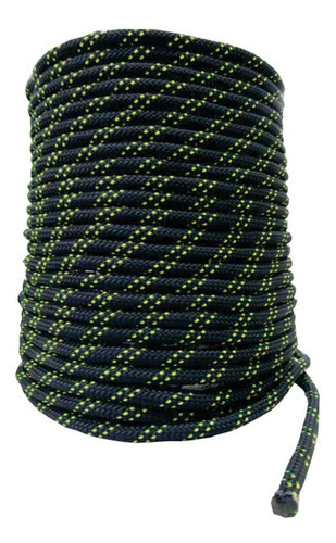 100m Corda Semi Estatica 10,5mm Rapel Escalada Montanhismo Cor Preto com Neon