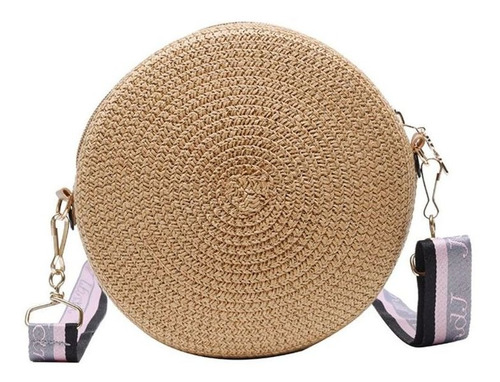 Bolso De Hombro Redondo De Moda Para Mujer, Tejido De Paja,