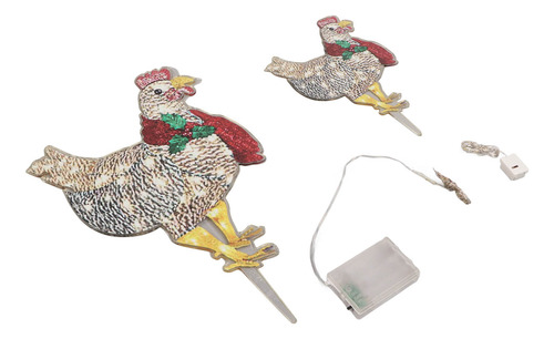 Adornos Navideños De Pollo, 2 Piezas, Bufanda Iluminada, Acr