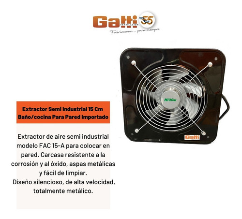 Imagen 5 de 10 de Extractor Semiindustrial 15 Cm Baño/cocina P/pared Importado