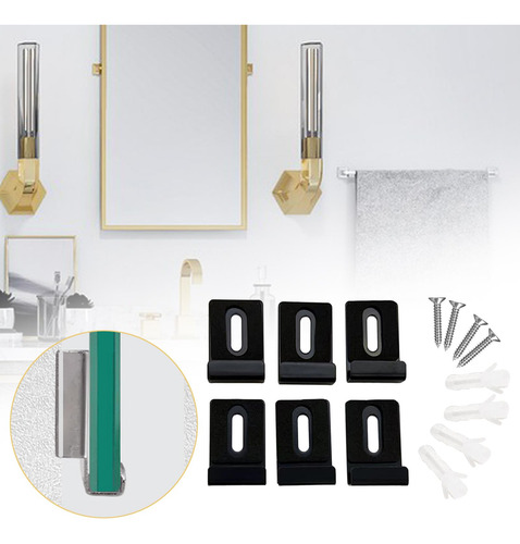 6x Clips De Espejo De Metal Con Tornillos Para Exhibiciones