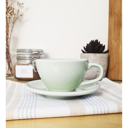X 6 Combo Taza C/ Plato Germer Oval 300 Ml Color Verde